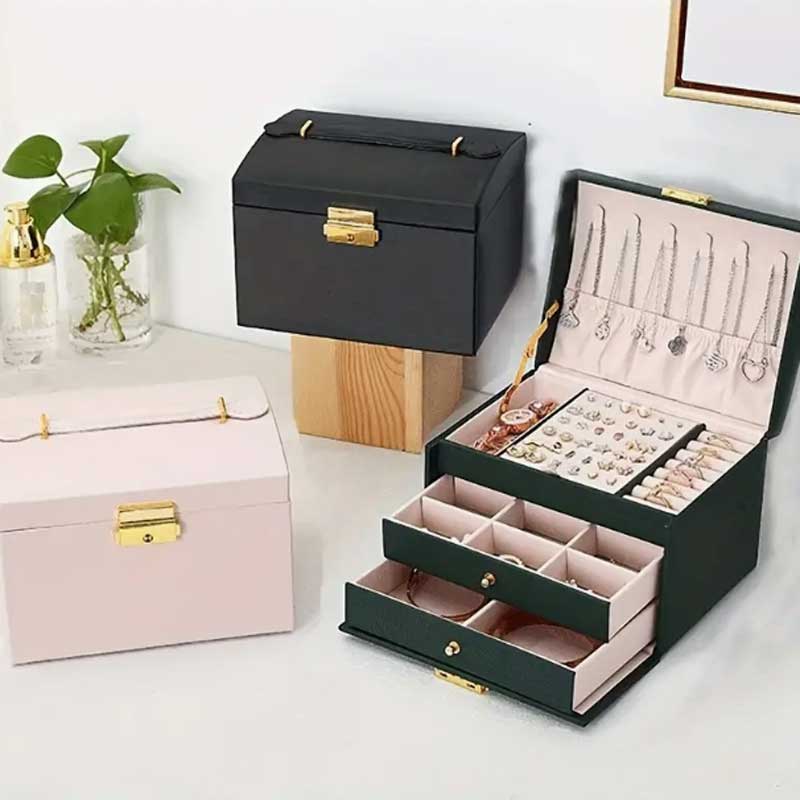 Caja de joyería de mano con tr - Lockbox Key Secure reseña y precio